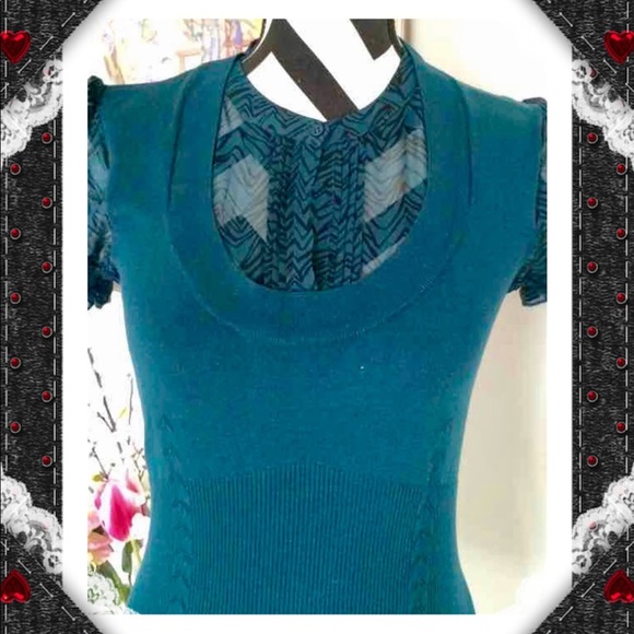 Chiffon Inserted Ruffles Sleeve Knit Top - Picture 5 of 5